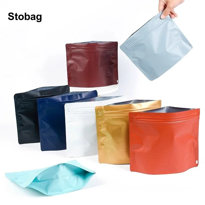 

StoBag 50pcs Coffee Beans Packaging Bag with Valve Ziplock Aluminum Foil Heat Sealing for Nuts Powder Storage Reusable Pouches