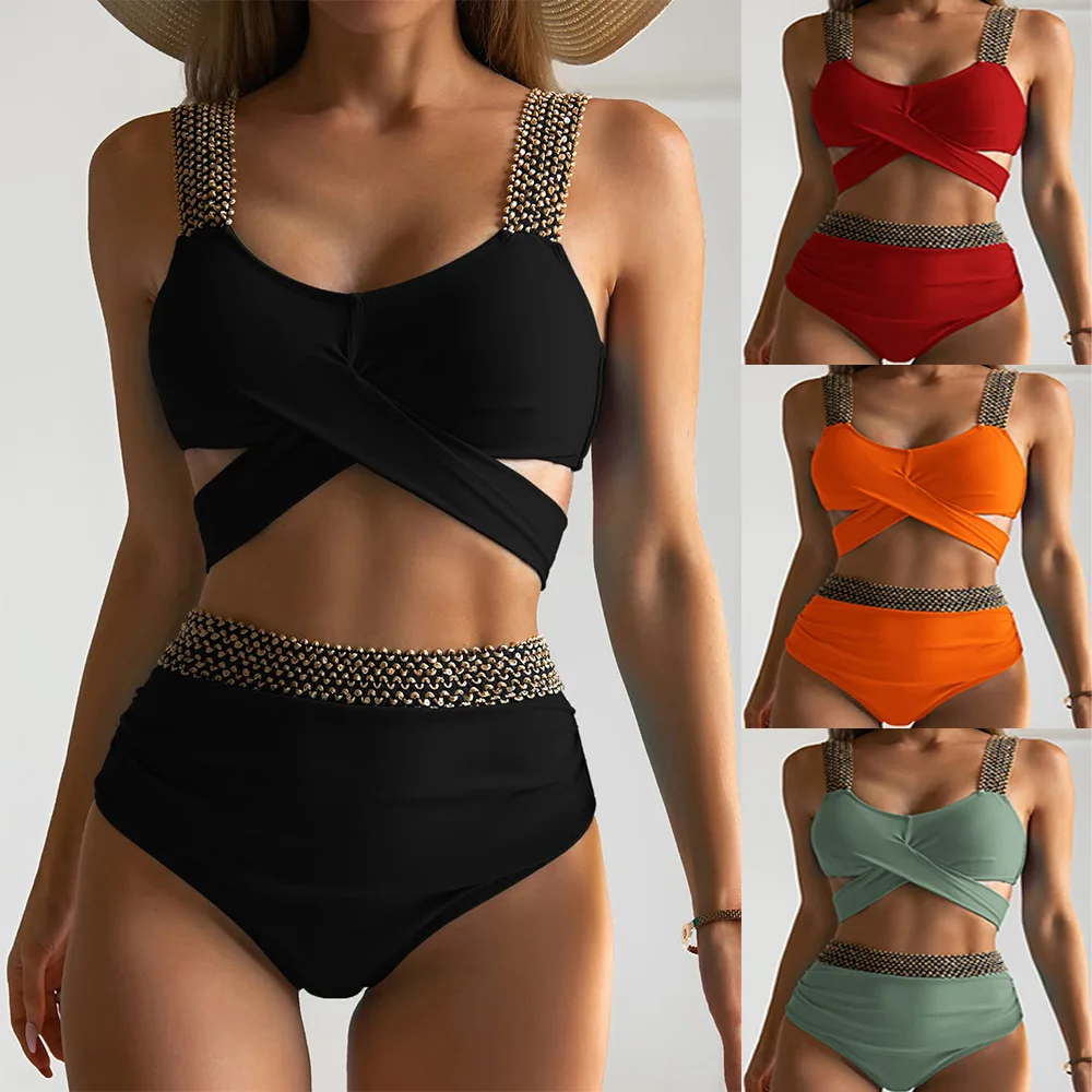 2023 Cross border High Waist Covering Belly Gold Wire Elastic Belt Amazon Hot Selling Split Bikini Swimwear for Women
2023 Cross border High Waist Covering Belly Gold Wire Elastic Belt Amazon Hot Selling Split Bikini Swimwear for Women