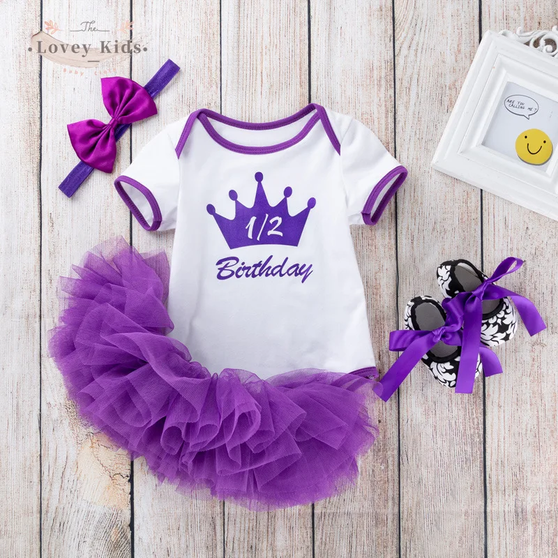 

Baby Girls Birthday Outfits 2023 Dresses for 1st First Birthday Party Cute Romper +Headband 1 Year Tutu Dress 3Pcs Suit