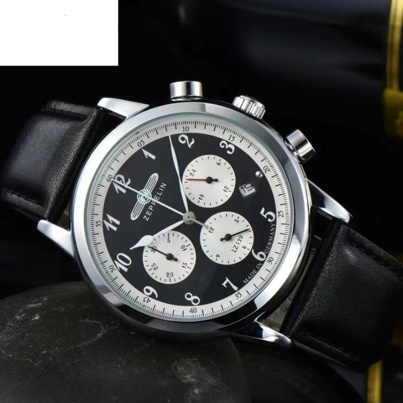 

New Zeppelin Fashion Mens Watches Sports Business Quartz Wrist Man Watch Luxury Black Leather Bracelet Casual Clock Watch Men