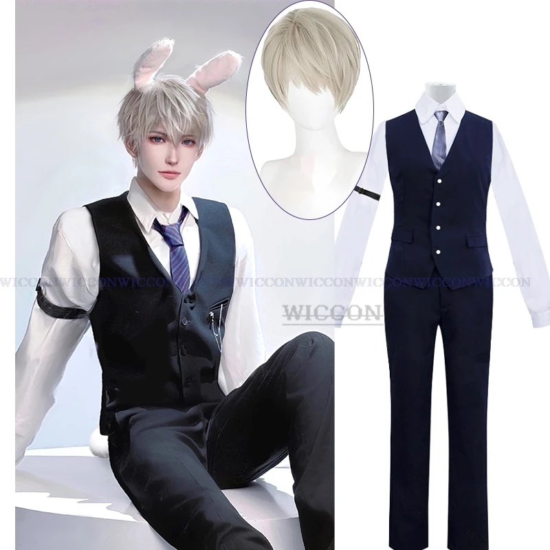 

Game Love And Deepspace Xavier Cosplay Costume Wig BoyFirend Bunny Suit Unisex Anime Game Cosplay Clothes Halloween Mens Cosplay