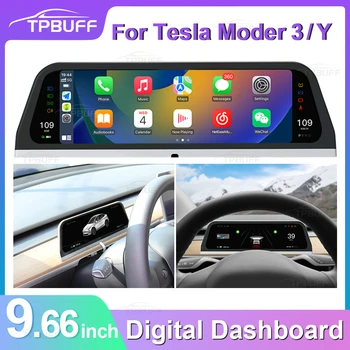 TPBUFF 9.66 인치 모델 3 Y 디지털 대시보드, 테슬라 2023 액세서리, 헤드업 디스플레이, 테슬라 HUD용 카플레이, 안드로이드 오토