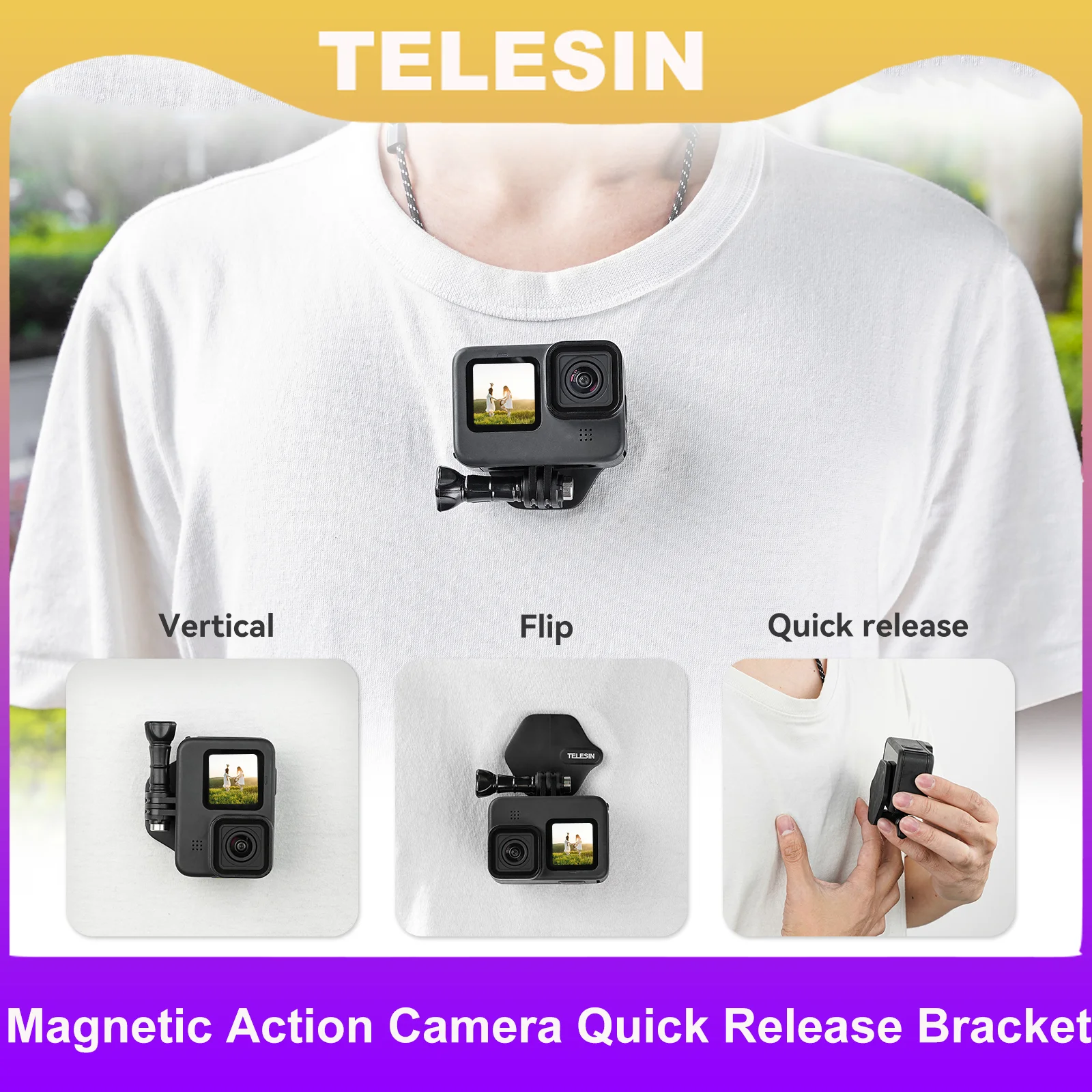 

Магнитный кронштейн TELESIN для экшн-камеры, быстросъемный кронштейн, аксессуары для Gopro Hero Insta 360 DJI мобильный телефон