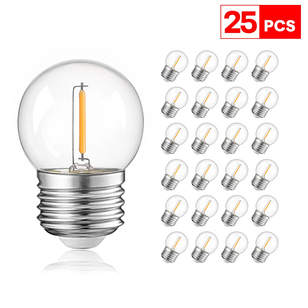 

Vintage LED Bulb Filament E27 G40 1W 220V Warm White 10W Incandescent Bulb Equivalent Edison LED String Light Replace Bulbs