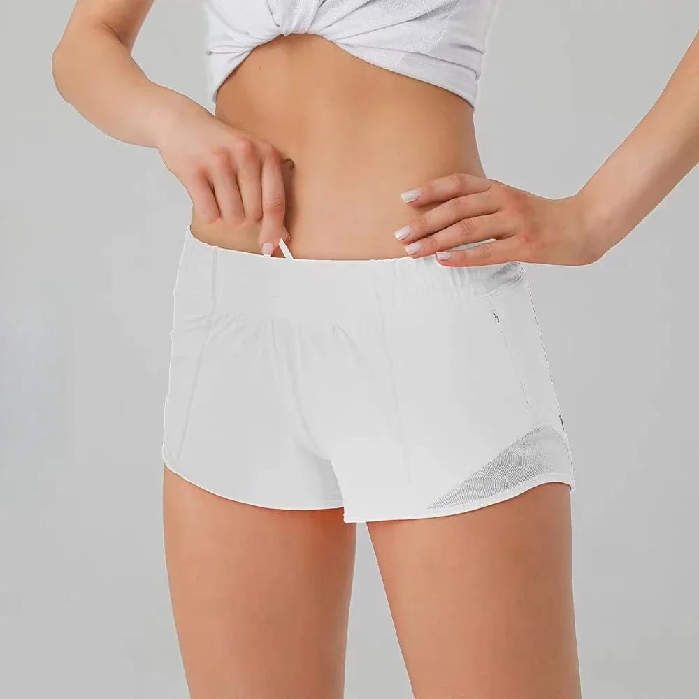 

Lulu Hotty Hot Low-Rise Lined Short Lightweight Mesh Running Yoga Built-in Liner Shorts With Zipper Pocket And Reflective Detail
