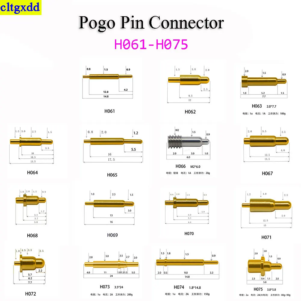 5PCS H071-H075 High Current Spring Loaded Pogo Pin Male Female Power Battery Connector POGOPIN Header Charge 12 17.5 14.8 7.7
5PCS H071-H075 High Current Spring Loaded Pogo Pin Male Female Power Battery Connector POGOPIN Header Charge 12 17.5 14.8 7.7