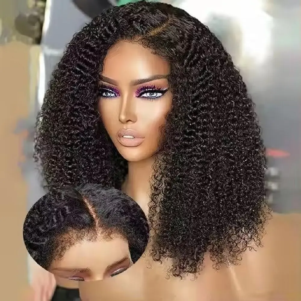 

4x4 Curly Baby Hair Edges Wig Water Wave Swiss Lace Closure Human Hair Wigs 4*4 Transparent HD 4C Natural Hairline Wig For Wmen