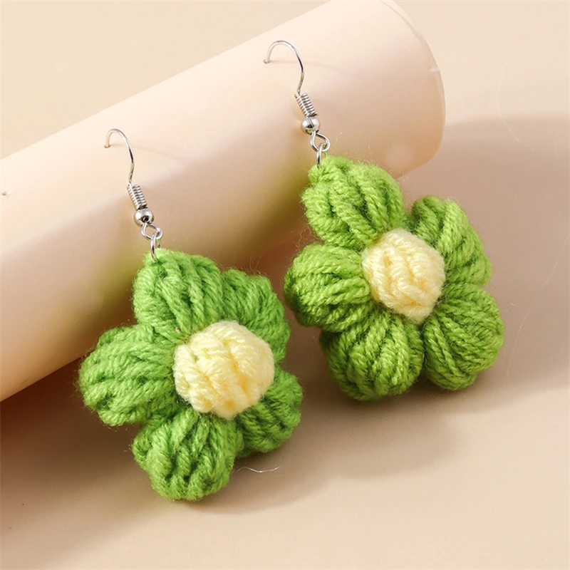 Handmade Flower Drop Earrings - Colorful Knitted Dangle Hooks for Women 7 S48cb47fb8ac7451aadea4a798b17013fZ
