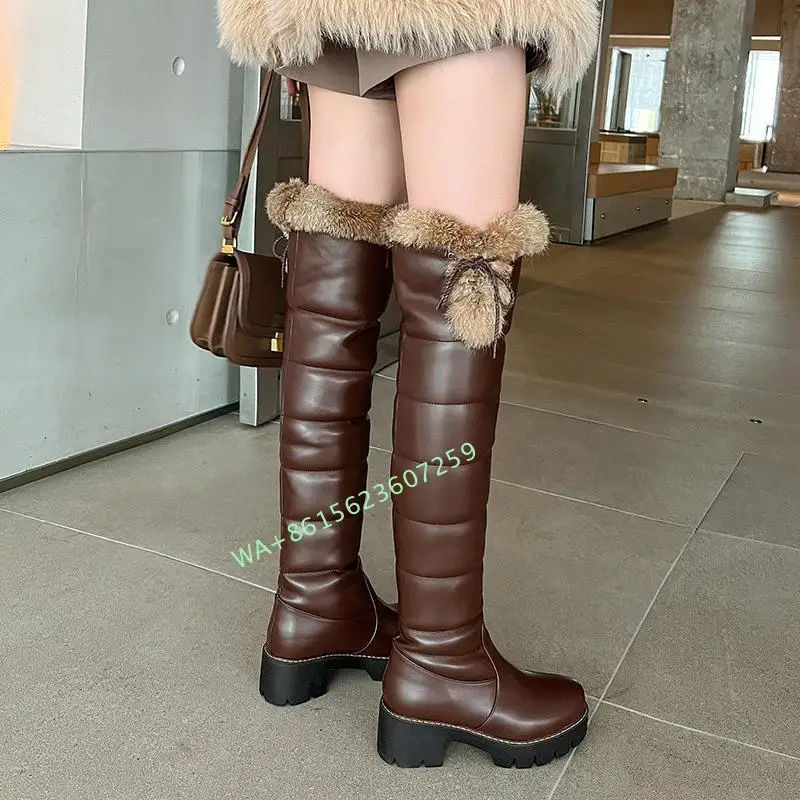 2023 New Winter Women's Warm Mid Block Heels Fashion Faux Fur Snow Boots Winter Over The Knee High Boots
2023 New Winter Women's Warm Mid Block Heels Fashion Faux Fur Snow Boots Winter Over The Knee High Boots