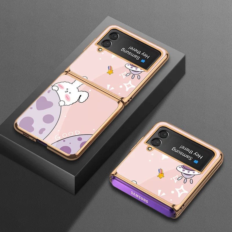 Защитный чехол с милым кроликом для Samsung Z Flip3, Роскошный чехол с покрытием из закаленного стекла + жесткий чехол из поликарбоната для Galaxy Z Flip 3, чехол
Защитный чехол с милым кроликом для Samsung Z Flip3, Роскошный чехол с покрытием из закаленного стекла + жесткий чехол из поликарбоната для Galaxy Z Flip 3, чехол