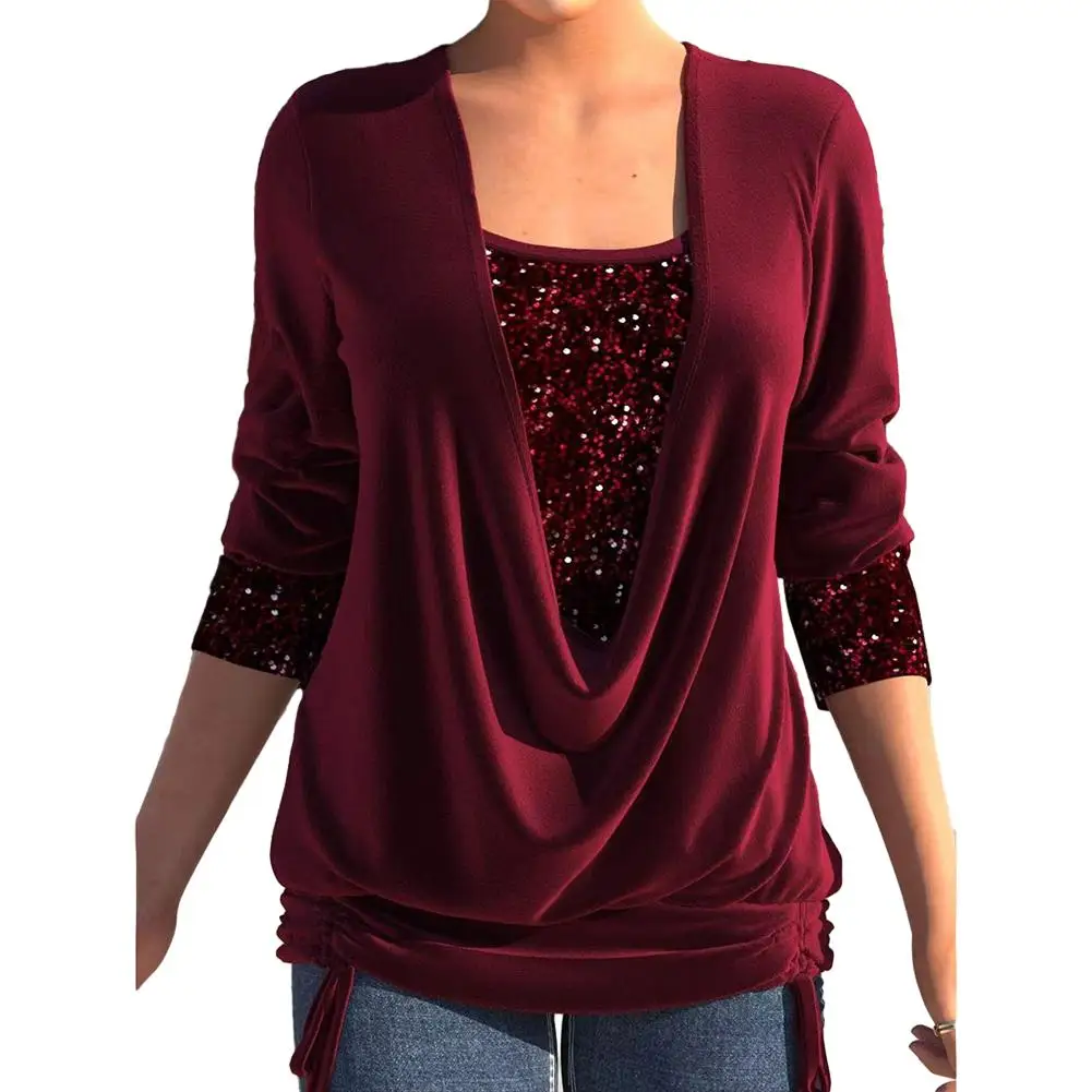 Fashion Women's Shinny Sequins Blouse O Neck Solid Color Long Sleeve Lady Elegant Spring Party Tops Blouses Woman Clothing
Fashion Women's Shinny Sequins Blouse O Neck Solid Color Long Sleeve Lady Elegant Spring Party Tops Blouses Woman Clothing