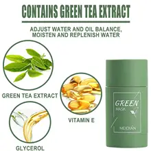 40g Green Tea Mask Solid Face Oil Control Moisturizing Cleansing Mask Acne Treatment Remove Pores Blackhead Mask
