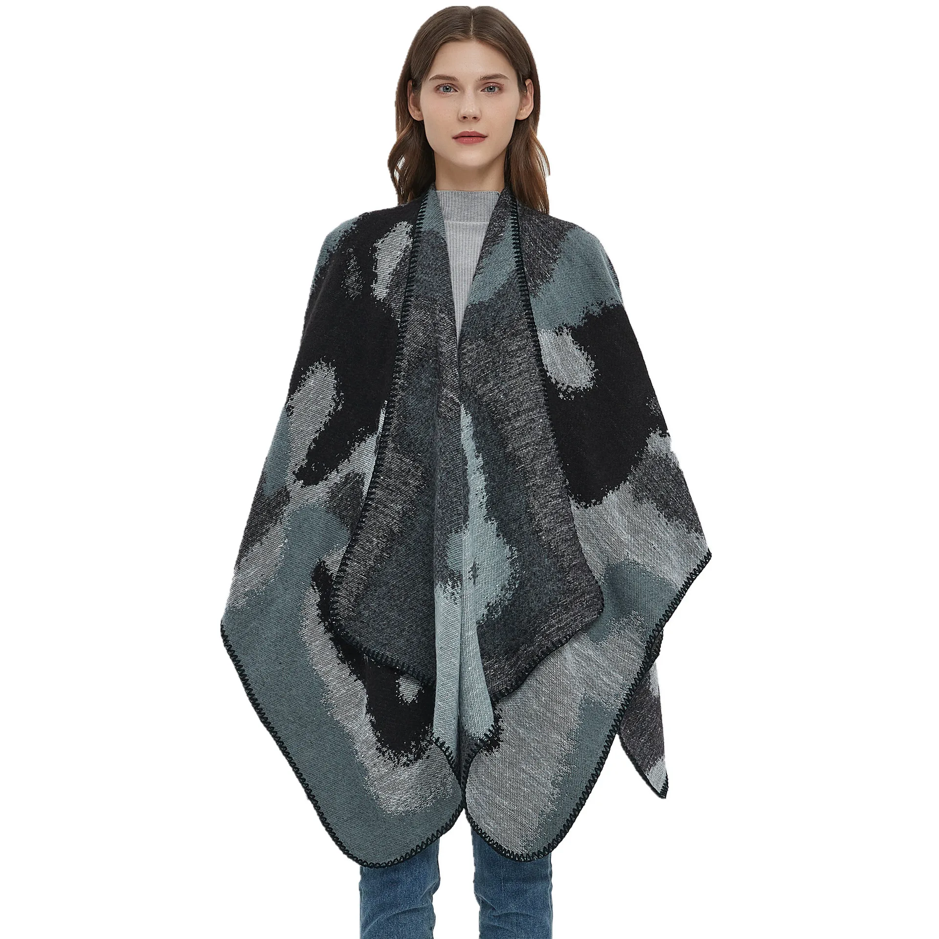 

INS 2023 New Luxury Leopard Cloak Women Warm Wraps Scarf Thick Shawl Ladies Blanket Foulard Winter Pashmina Shawl Cape Tippet