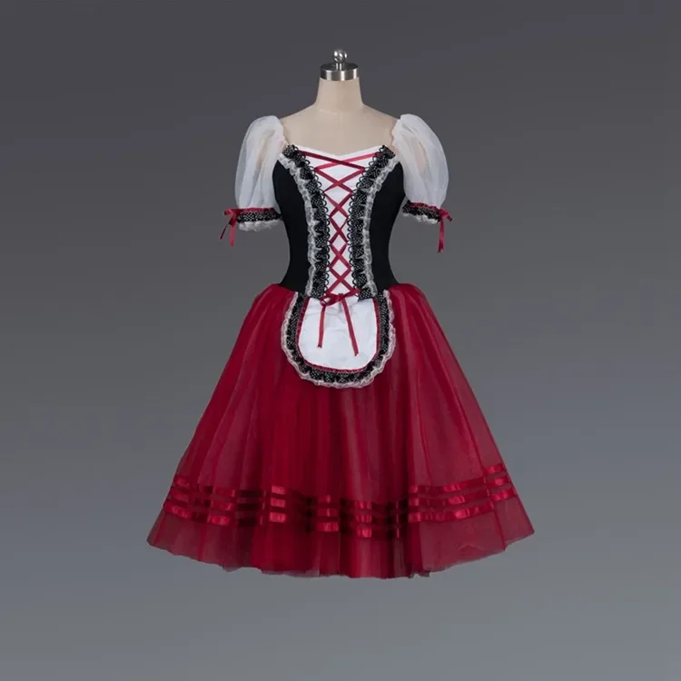 

Red Giselle Ballet Dance Ballerina tutu Dress For Girls Women Stage Performance Costume Long Ballet Dancing Dresses