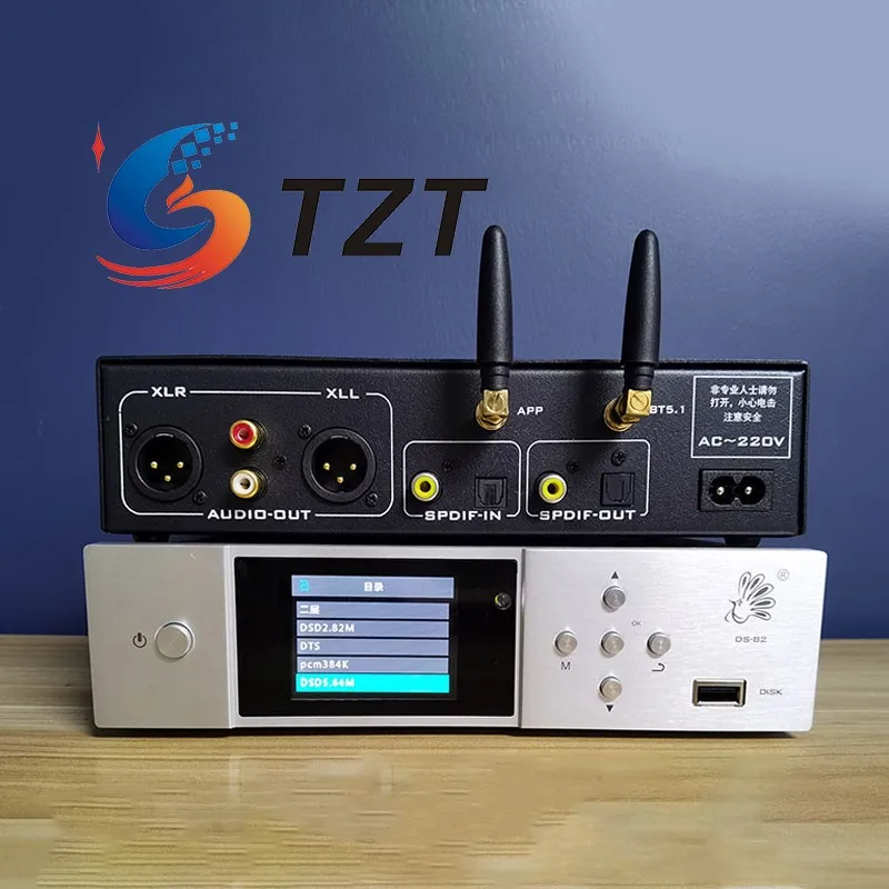 

TZT DS-B2 U Disk Digital Lossless DSD Music Player Bluetooth 5.1 LDAC Dual 9038 Decoder (Standard Silver/Black)