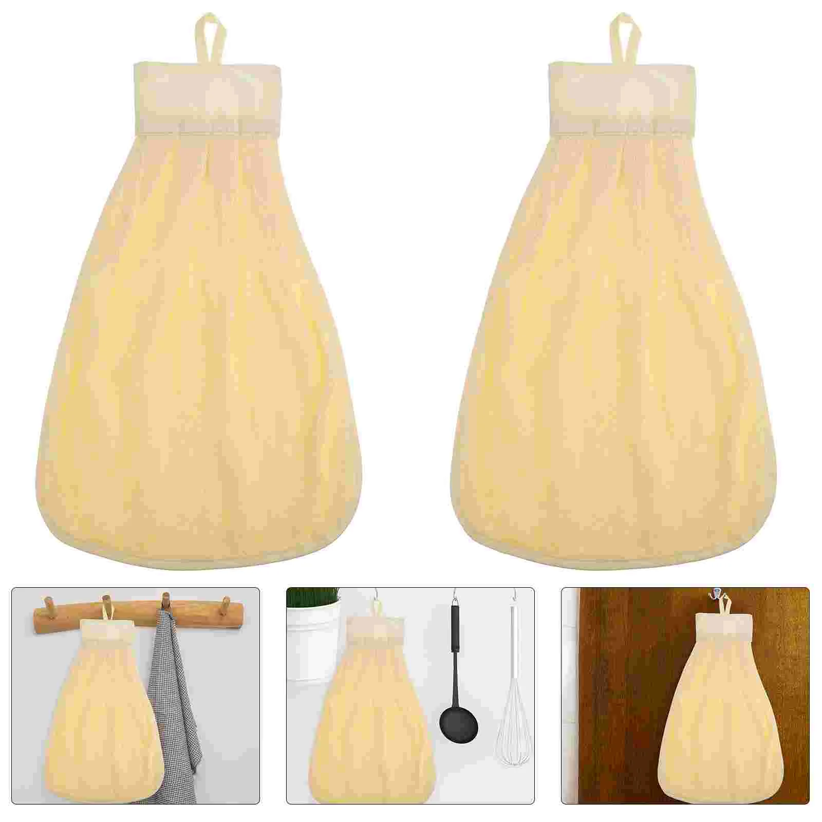 

2 Pcs Chinese Knot Hand Towel Kitchen+towels Hanging Quick Dry Small Bamboo Fiber Practical