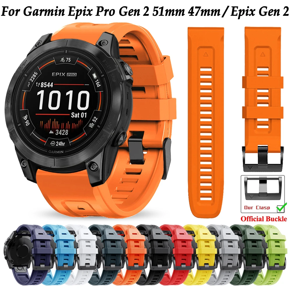 

Ремешок силиконовый QuickFit для смарт-часов, браслет для Garmin Epix Pro 2 51 мм 47 мм Fenix 7 7X Pro 6 6X Pro 5X Plus, 22 мм 26 мм