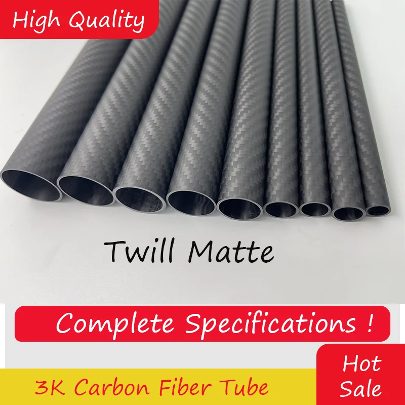 

3K Carbon Fiber Tube ，Twill Matte ，Length 1000mm，Wall Thickness ：1mm，Calibre：26mm-45mm, High strength full carbon fiber tube.