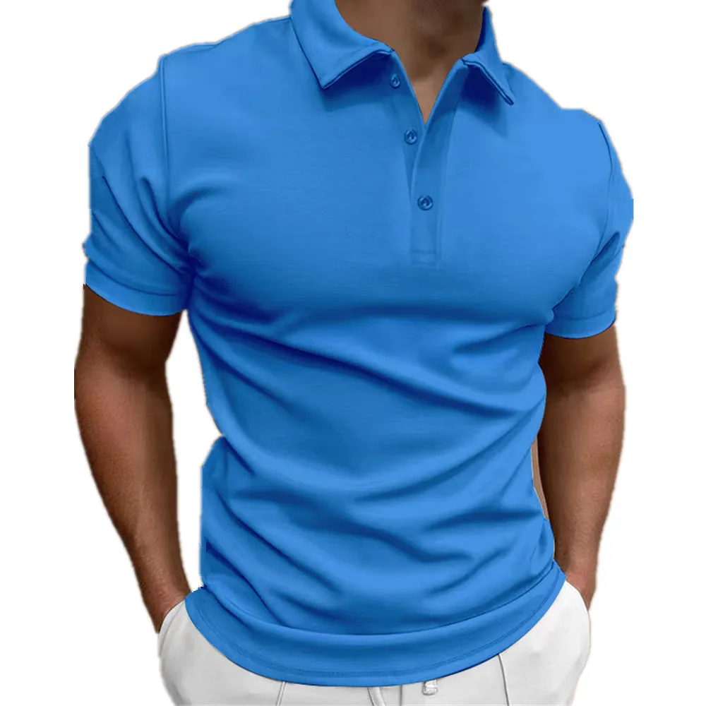 

Men's Lapel Summer Short Sleeved Polo Shirt Casual Ribbed Breathable High-Quality Top Loose Fitting Work Clothes