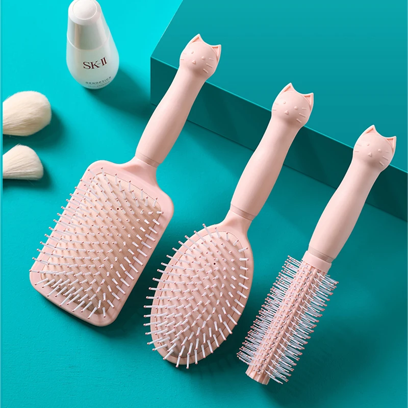 

Hair Brush Air Cushion Combs Women Scalp Massage Comb Curling Comb Anti-static Pink Cute Cat Home Salon DIY Hairdressing Tool