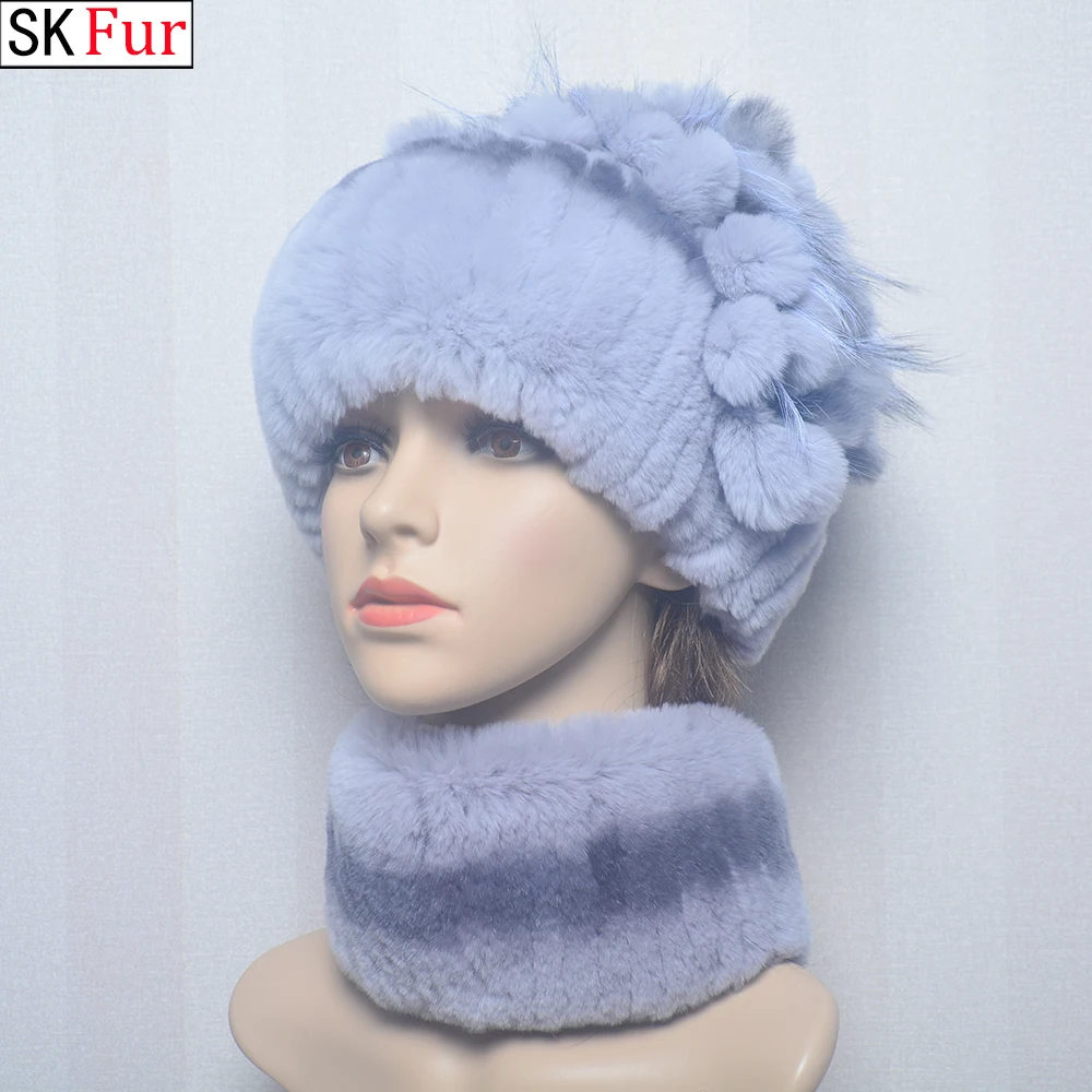 Women Real Fur Hat Scarf Sets Natural Warm Real Rex Rabbit Fur Cap Scarves Female Knitted 100% Real Rex Rabbit Fur Hats Mufflers
Women Real Fur Hat Scarf Sets Natural Warm Real Rex Rabbit Fur Cap Scarves Female Knitted 100% Real Rex Rabbit Fur Hats Mufflers