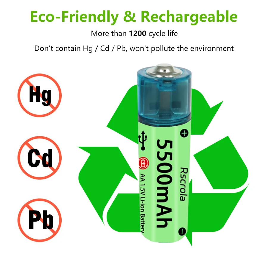 Universal AA Rechargeable Battery Durable 5500mAh Li-ion Battery AA USB Direct Charging for Toys Clocks Game Controllers Cameras Universal AA Rechargeable Battery Durable 5500mAh Li-ion Battery AA USB Direct Charging for Toys Clocks Game Controllers Cameras