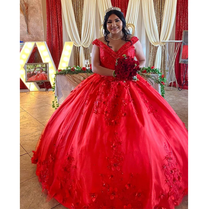 Red Off The Shoulder Corset Ball Gown Quinceanera Dresses Beaded Appliques 3DFlower Prom Birthday Gowns Princess Sweet 16 15
Red Off The Shoulder Corset Ball Gown Quinceanera Dresses Beaded Appliques 3DFlower Prom Birthday Gowns Princess Sweet 16 15