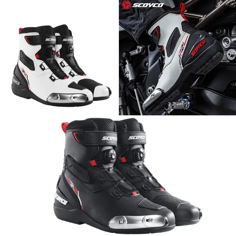 

Scoyco MR002-2 Motorcycle Riding Boots Motocross Anti-Drop Shoes Road Racing Botas Para Motociclista Hombre Men New Product R2