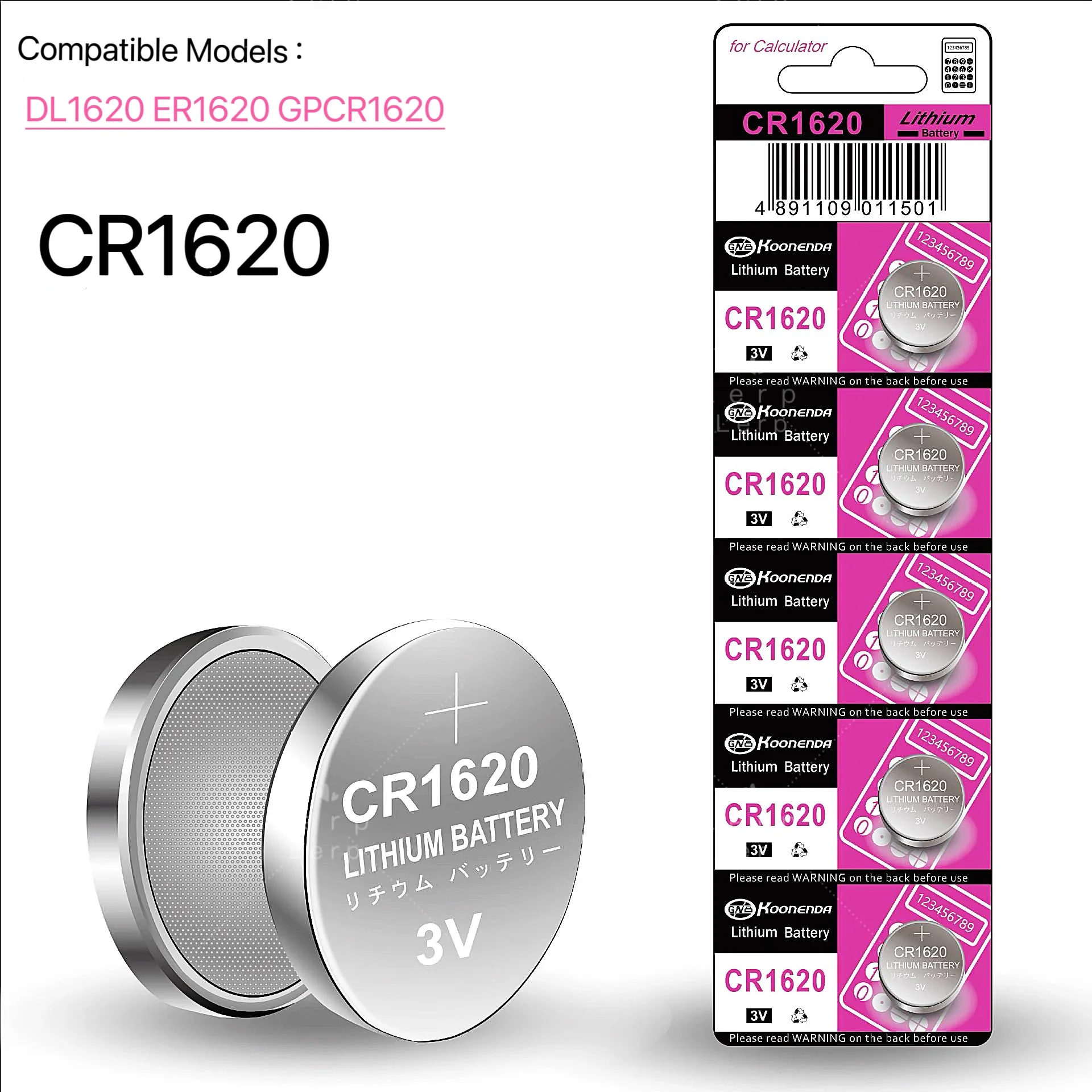 

CR1620 button battery car key remote control 3V lithium battery，Compatible with the DL1620 ER1620 GPCR1620