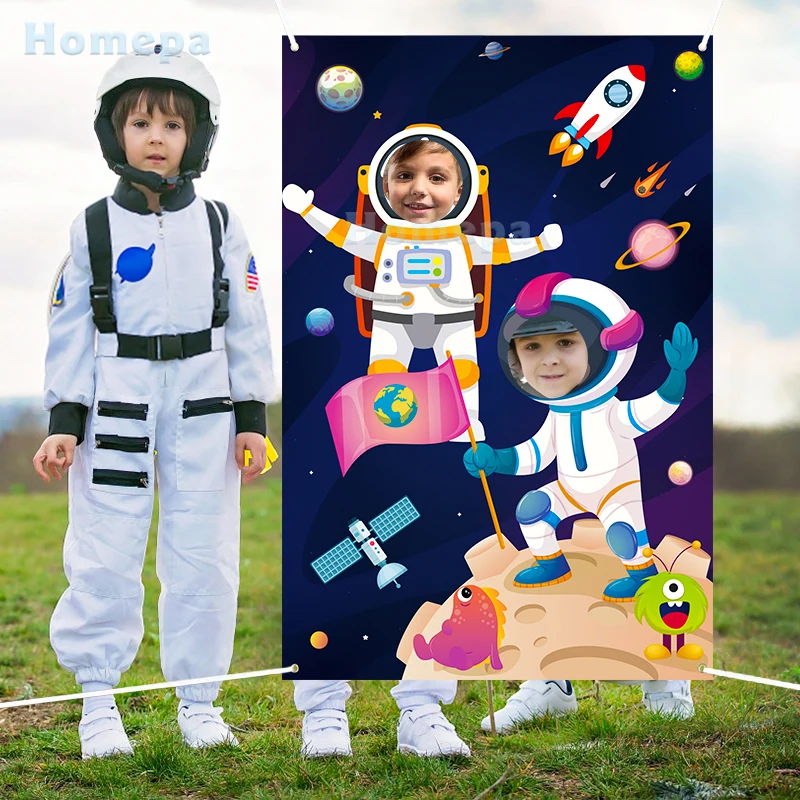 

Космос лицо плакат фото фон астронавт милый Инопланетянин космический корабль Вселенная День Рождения Вечеринка настенное украшение для детей