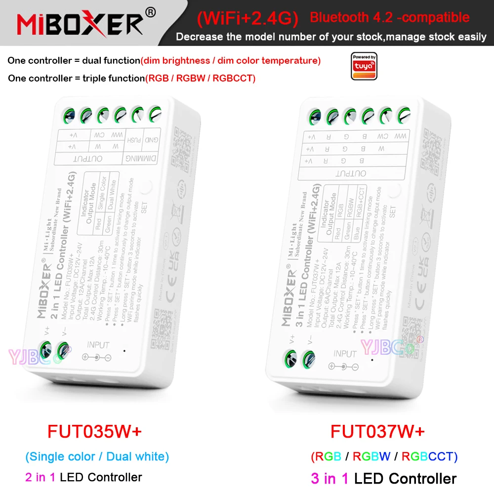 Miboxer Tuya 2.4G WiFi dimming/CCT/RGB/RGBW/RGBCCT LED Controller Bluetooth-compatible 4.2 2/3 in 1 Light Dimmer 12V 24V Max 12A
Miboxer Tuya 2.4G WiFi dimming/CCT/RGB/RGBW/RGBCCT LED Controller Bluetooth-compatible 4.2 2/3 in 1 Light Dimmer 12V 24V Max 12A