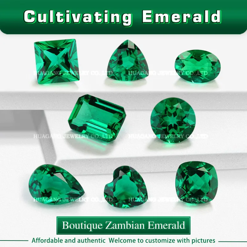 

Zambian Emerald Laboratory Cultivate gemstones Round Pear Oval Heart drill including minor cracks and inclusions loose gemstone