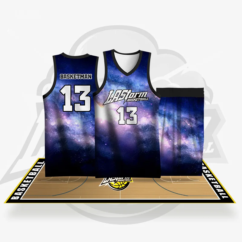 

BASKETMAN Galaxy Starry Sky Basketball Sets Customizable Full Sublimation Printed Jerseys Shorts Uniforms Quickly Dry Tracksuits