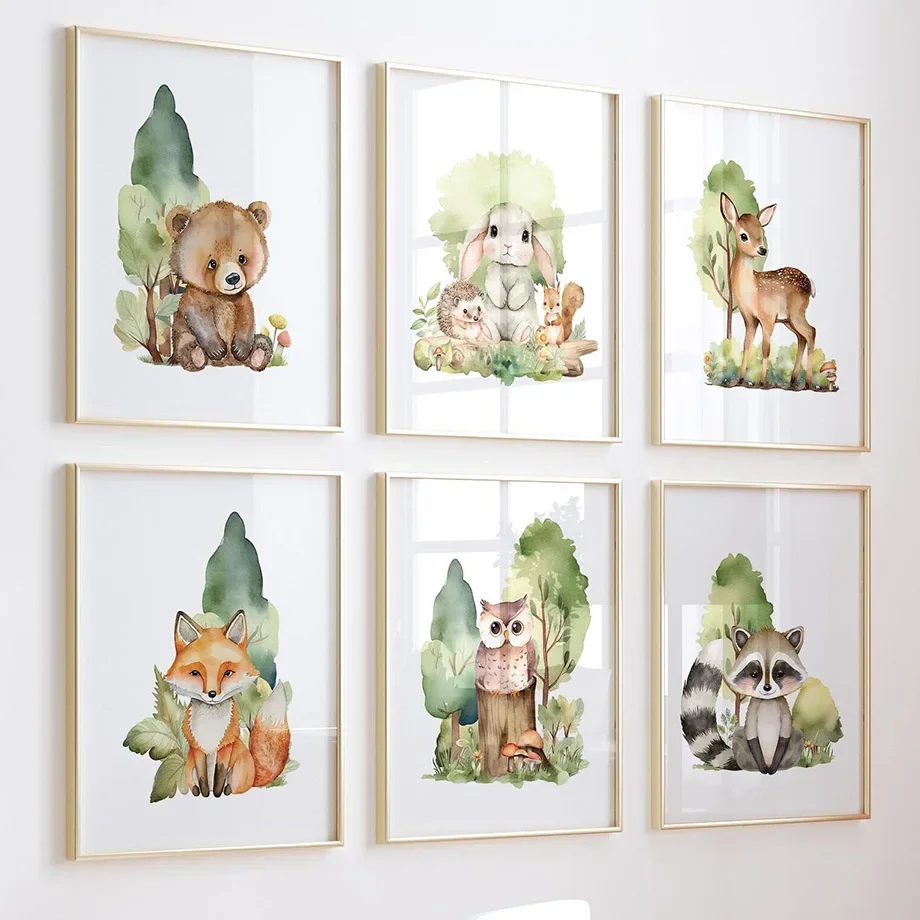 Cartoon Bear Deer Fox Owl Rabbit Nursery Wall Art Canvas Painting Nordic Posters Prints Wall Pictures for Baby Kids Room Decor
Cartoon Bear Deer Fox Owl Rabbit Nursery Wall Art Canvas Painting Nordic Posters Prints Wall Pictures for Baby Kids Room Decor
