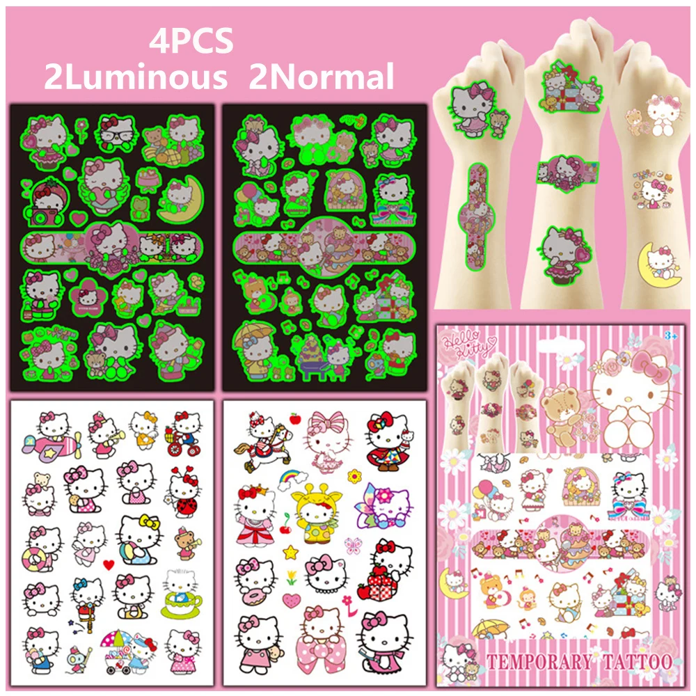 4sheets Luminous Sanrio Kawaii Hello Kitty Tattoo Stickers for Children Gift Party Body Cartoon Decal Sticker Temporary Tattoo 
4sheets Luminous Sanrio Kawaii Hello Kitty Tattoo Stickers for Children Gift Party Body Cartoon Decal Sticker Temporary Tattoo