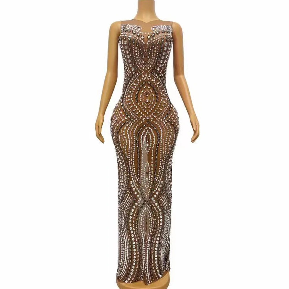 Sexy Stage Silver Black Big Rhinestones Transparent Brown Dress Evening Birthday Celebrate Dance Performance Photo Shoot Costume
Sexy Stage Silver Black Big Rhinestones Transparent Brown Dress Evening Birthday Celebrate Dance Performance Photo Shoot Costume