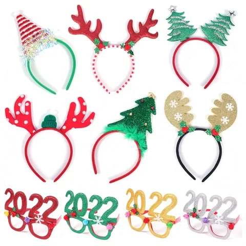 

1pcs 2022 Christmas Hair Band Clasp Headwear Deer Ears For Kids Adult Christmas Party Santa Xmas Headband Hair Accessories