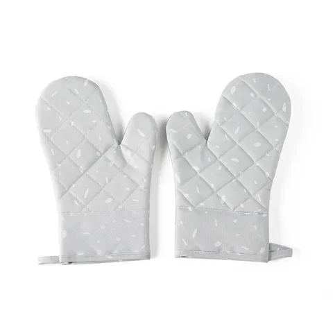 

Cotton Non-slip Kitchen Gloves 2pcs Heat Resistant Microwave Oven Mitts Silicone BBQ Baking Potholders Household