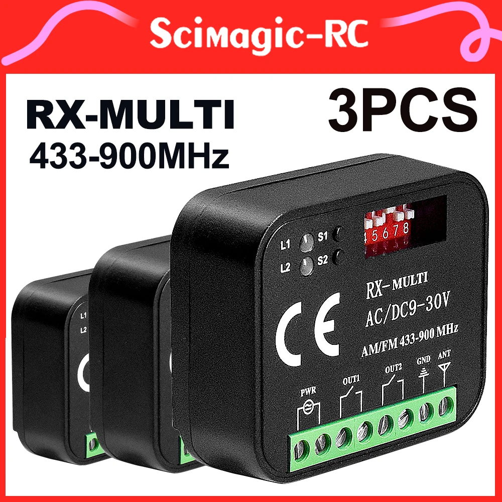 Universal RX-MULTI Receiver Switch Controller AC/DC 9-30V 2 Channels 300MHz to 868MHz 433MHz Garage Door Remote Control Receiver
Universal RX-MULTI Receiver Switch Controller AC/DC 9-30V 2 Channels 300MHz to 868MHz 433MHz Garage Door Remote Control Receiver