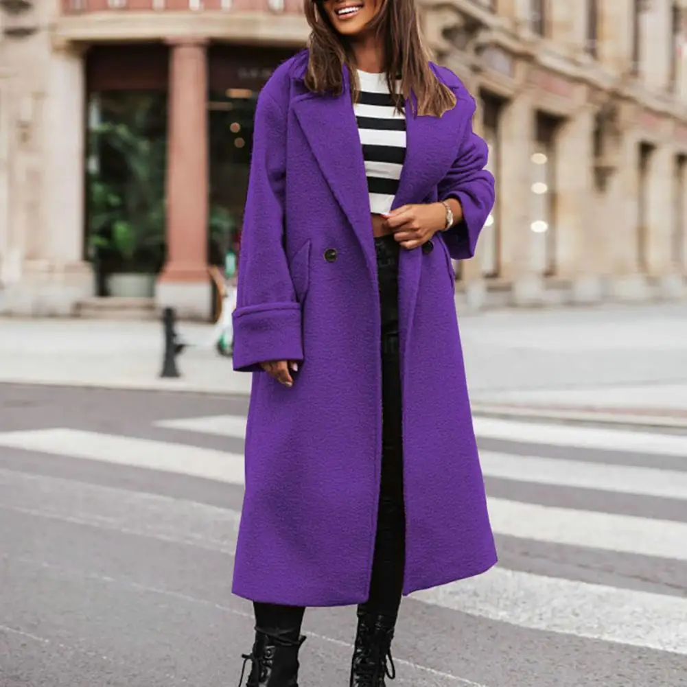 Windproof Coat Lady Winter Outwear Stylish Women's Long Loose Coat Warm Lapel Overcoat with Pockets Double Buttons for Fall
Windproof Coat Lady Winter Outwear Stylish Women's Long Loose Coat Warm Lapel Overcoat with Pockets Double Buttons for Fall