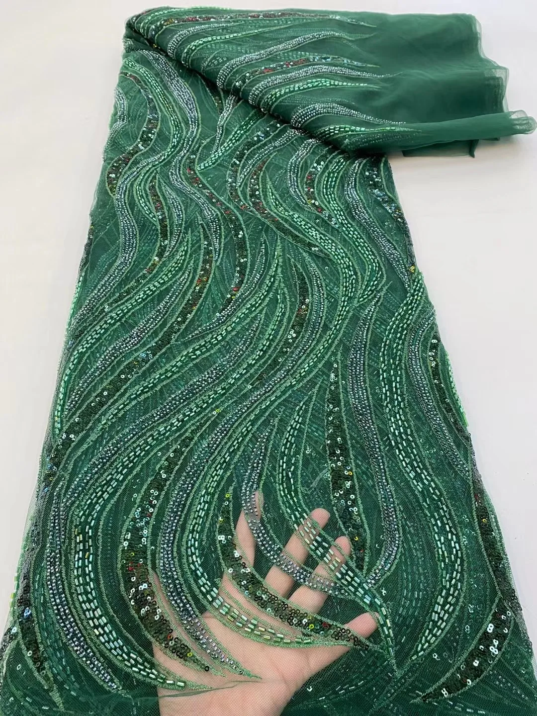 Африканская Роскошная блестящая Зеленая Сетка 2022 5 ярдов кружевная ткань ручной работы из бисера высококачественное кружево материал для свадебного платья невесты
Африканская Роскошная блестящая Зеленая Сетка 2022 5 ярдов кружевная ткань ручной работы из бисера высококачественное кружево материал для свадебного платья невесты