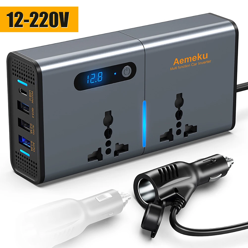 110V Car Inverter DC 12V To AC 110V 200W Converter Auto Power Adapter Type C USB Fast Charging Station Transformer Car Accessory
110V Car Inverter DC 12V To AC 110V 200W Converter Auto Power Adapter Type C USB Fast Charging Station Transformer Car Accessory