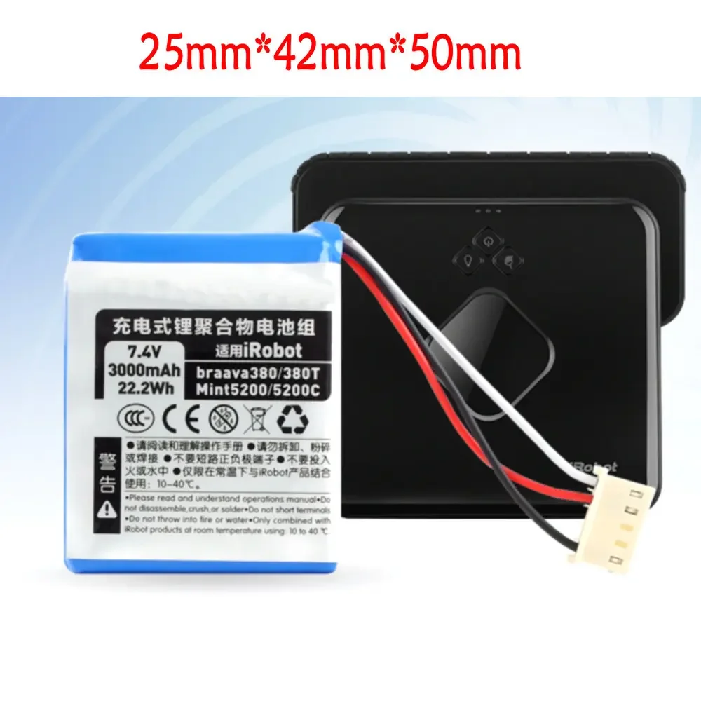 Литий-ионный аккумулятор 7,2 в 3000 мАч для iRobot Braava 380 380T Mint 5200 5200C, перезаряжаемая батарея, аксессуары для пылесоса
Литий-ионный аккумулятор 7,2 в 3000 мАч для iRobot Braava 380 380T Mint 5200 5200C, перезаряжаемая батарея, аксессуары для пылесоса