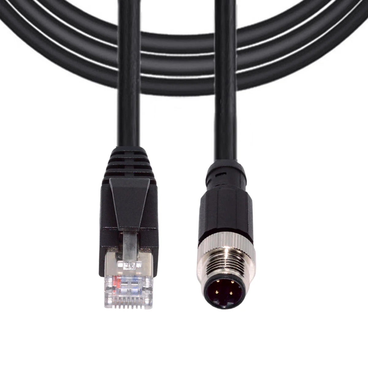 

Cablecc M12 D-coded 4Pin Type-D Male to RJ45 Cat5e Male Cable Lan Ethernet Network Industrial Applications IP67 Patch Cord