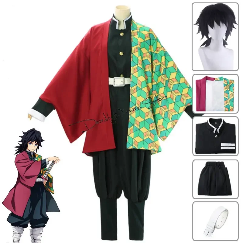 

Anime Demon Slayer Kimetsu No Yaiba Tomioka Giyuu Cosplay Costume Women and Men Kimono Uniform Halloween Christmas Party Clothes