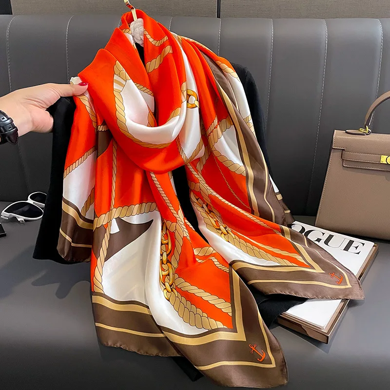 Fashion Design Satin Finish Scarves The Four Seasons 180X90CM Shawl Luxury Brand Print Lrage Hijab Women Popular Warm Silk Scarf
Fashion Design Satin Finish Scarves The Four Seasons 180X90CM Shawl Luxury Brand Print Lrage Hijab Women Popular Warm Silk Scarf