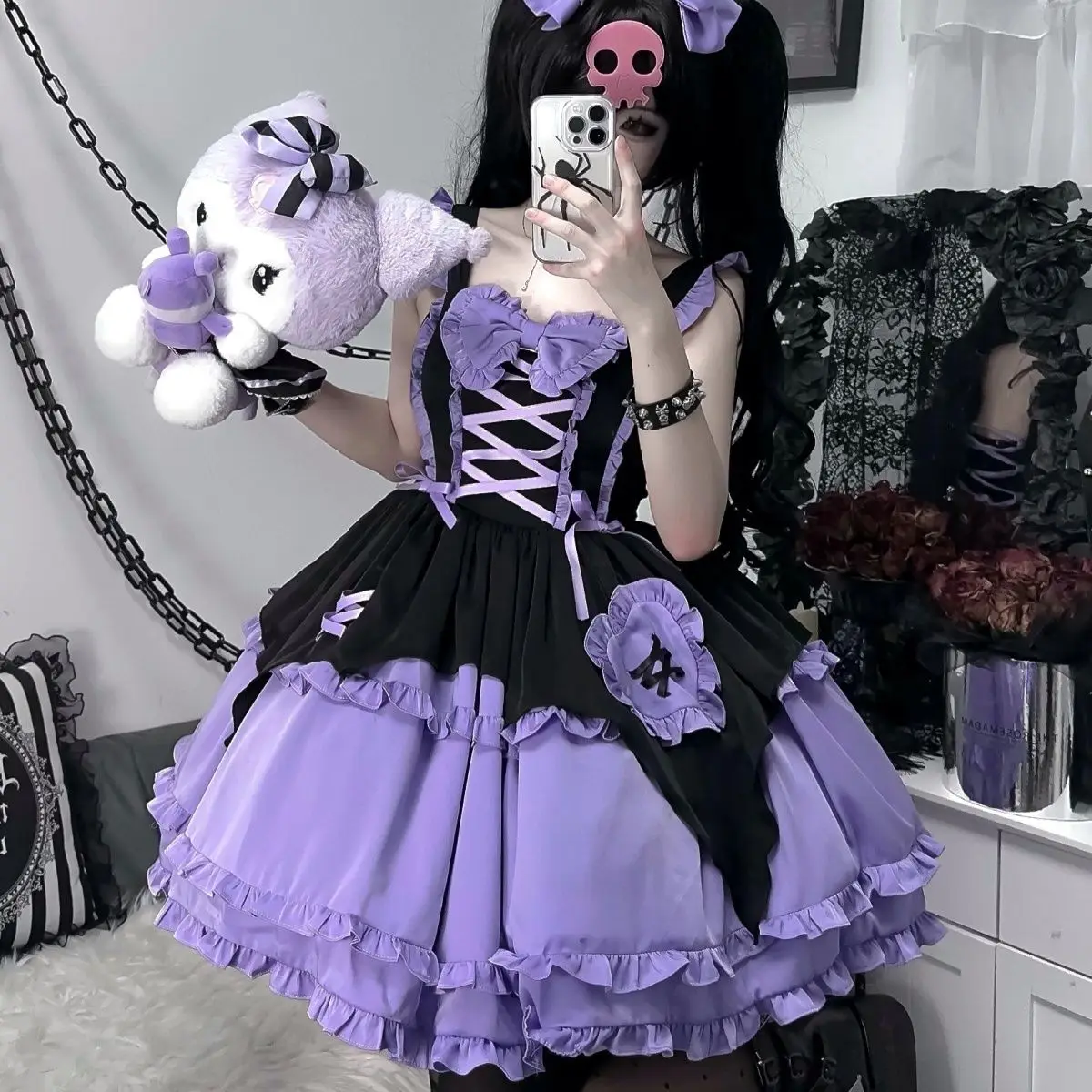 Victorian Gothic Vintage Lolita Mini Dress Women Halloween Little Witch Jsk Harajuku Bow Bandage Ruffles Punk Party Strap Dress
Victorian Gothic Vintage Lolita Mini Dress Women Halloween Little Witch Jsk Harajuku Bow Bandage Ruffles Punk Party Strap Dress