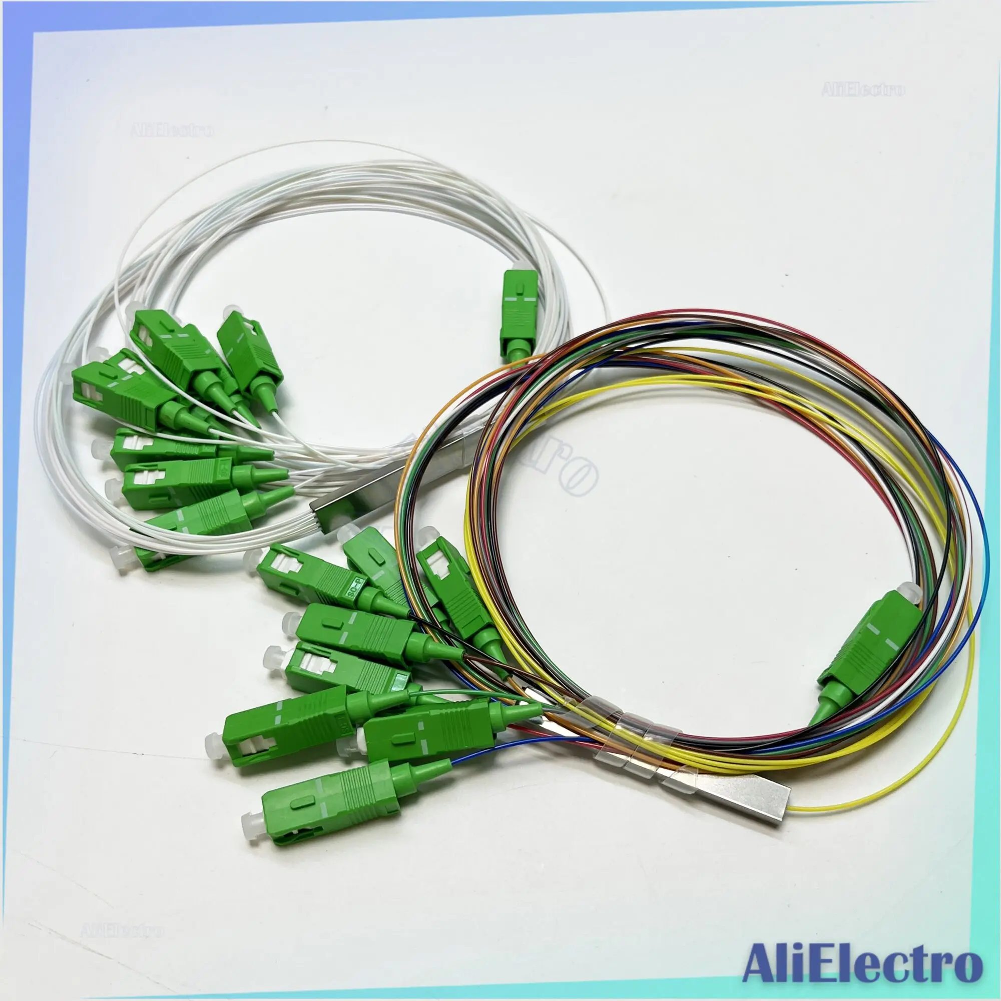 

10pcs/lot SC/APC 1X2 1X4 1X8 1X16 PLC Splitter 0.9mm Steel Tube 1m Fiber Optic Splitter White/Color Optical Fiber Connector