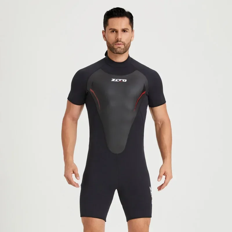 

3MM Neoprene Wetsuit Men's One-piece Short Sleeve Thickened Cold Insulation Diving Suit Women's Surf Snorkel Sunscreen Swimsuit