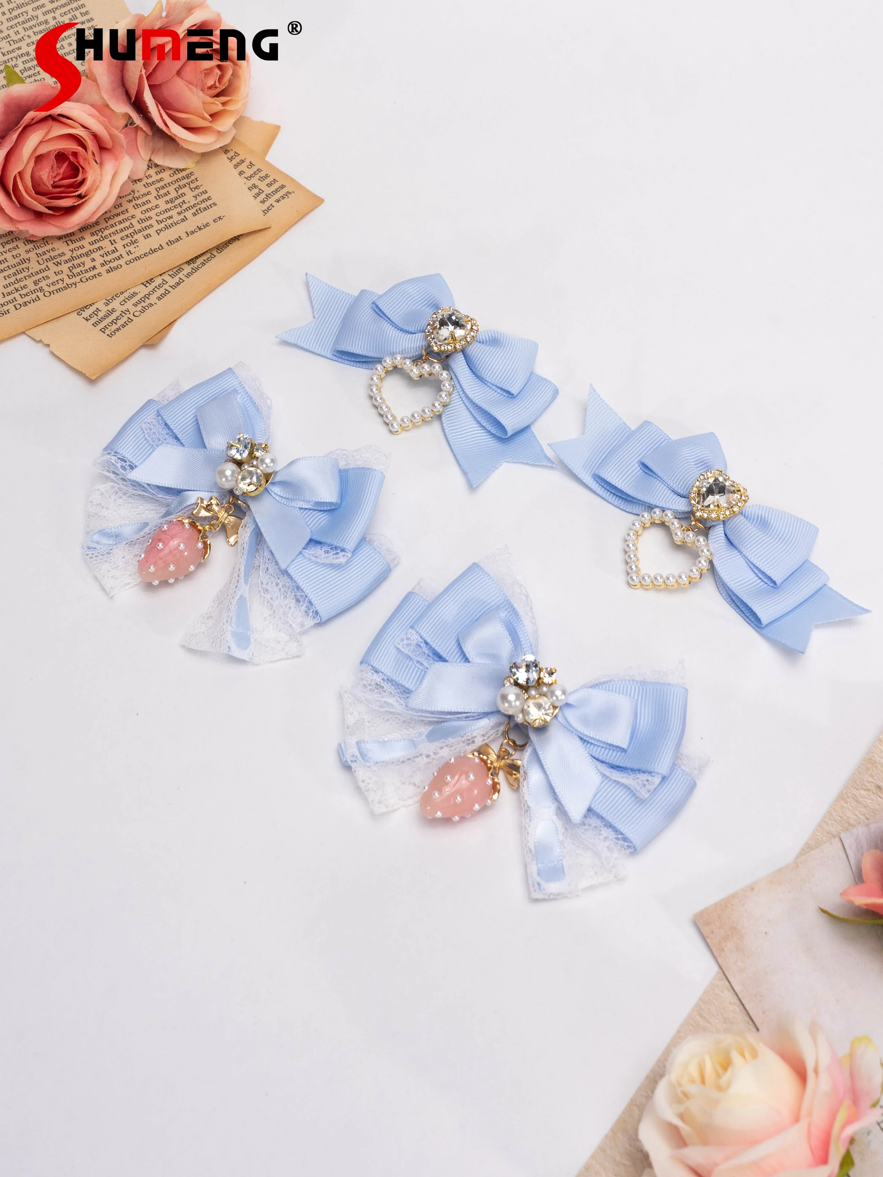 

Japanese Lolita Hairclips Horizontal Version Cute Mass-Produced Strawberry 2.0 Barrettes Princess Double Ponytail Bow Headdress